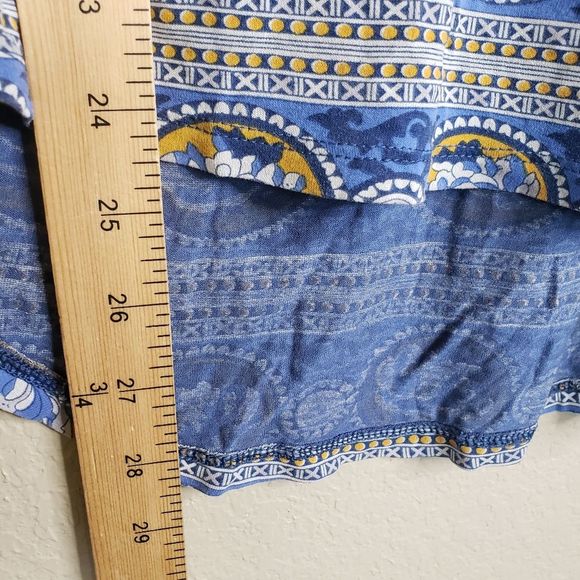 Lucky Brand Floral Print Peasant Top Large Blue Viscose - Picture 5 of 7